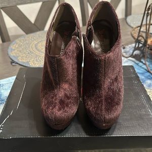 Brown velvet booties